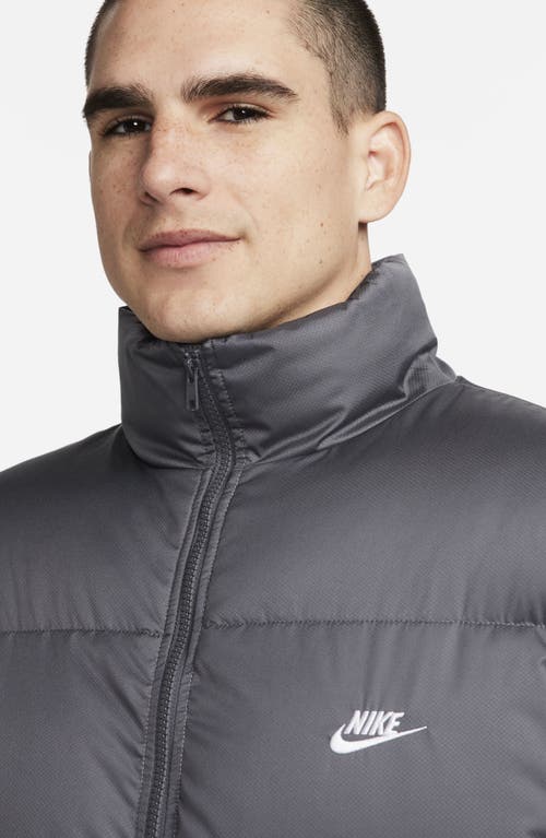 Shop Nike Club Water Repellent Primaloft® Insulated Puffer Jacket In Iron Grey/white