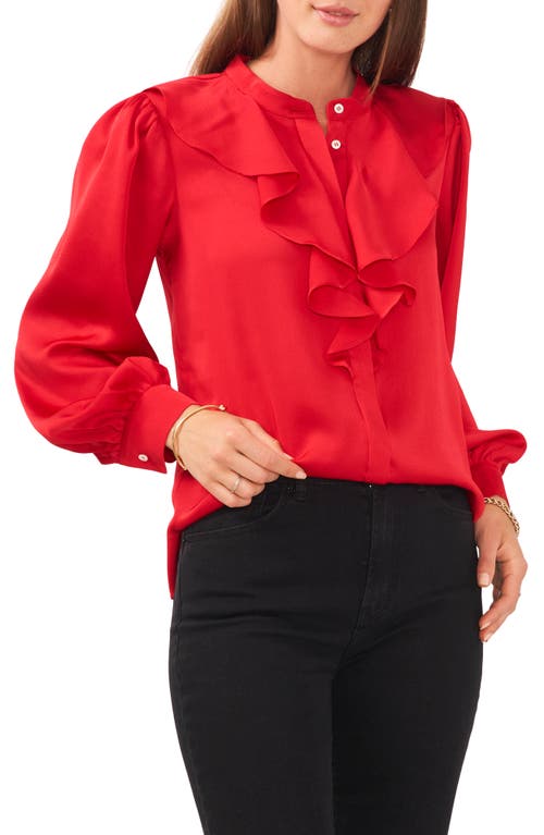 Vince Camuto Ruffle Band Collar Shirt in Red Hot