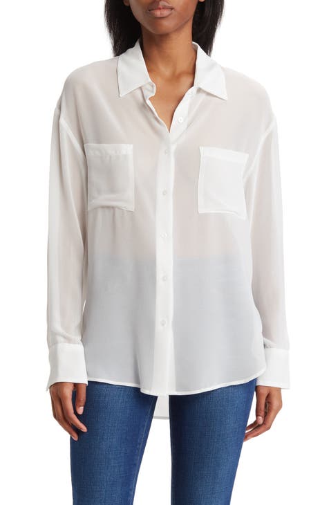 Long Sleeve Button-Up Tunic Shirt