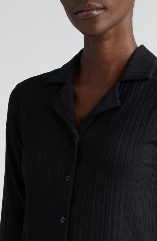 Shop Bite Studios Rib Jersey Button-up Shirt In Black