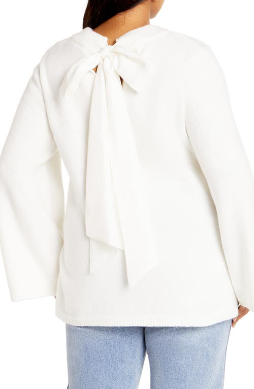 Shop City Chic Bow Back Bell Sleeve Sweater In Ivory