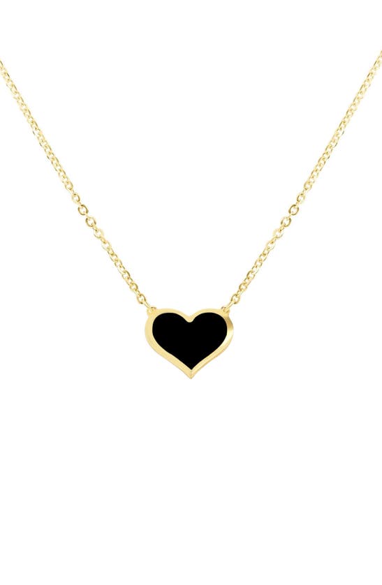 House Of Frosted Heart Pendant Necklace In Gold/ Onyx
