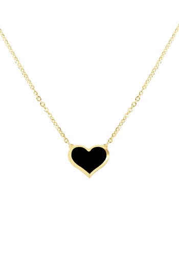 Shop House Of Frosted Heart Pendant Necklace In Gold/onyx