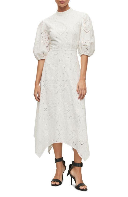 Allsaints Camila Broderie Anglaise Handkerchief Hem Midi Dress In Off ...