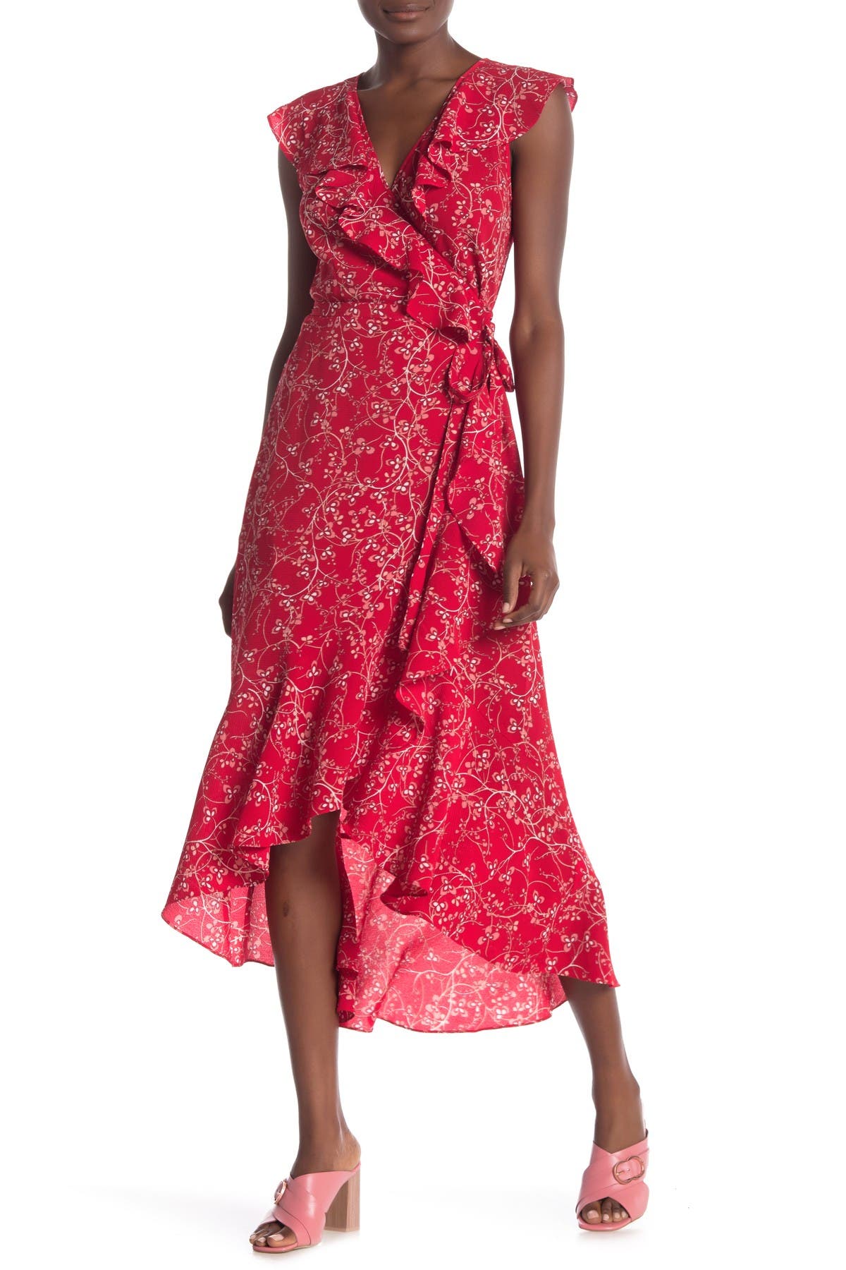 flowy wrap midi dress