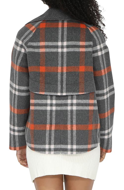 Belle & Bloom I'm Yours Wool Blend Peacoat In Charcoal Plaid