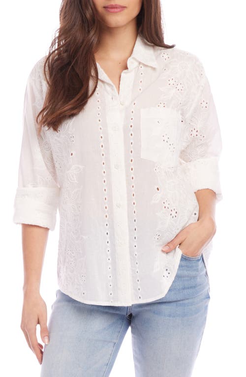 Eyelet Button-Up Shirt