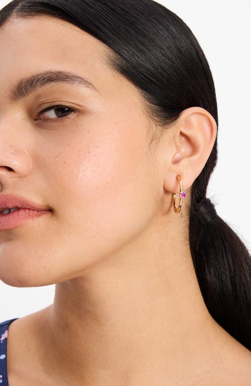 Kate Spade New York Cubic Zirconia Hoop Earrings In Rose Gold.