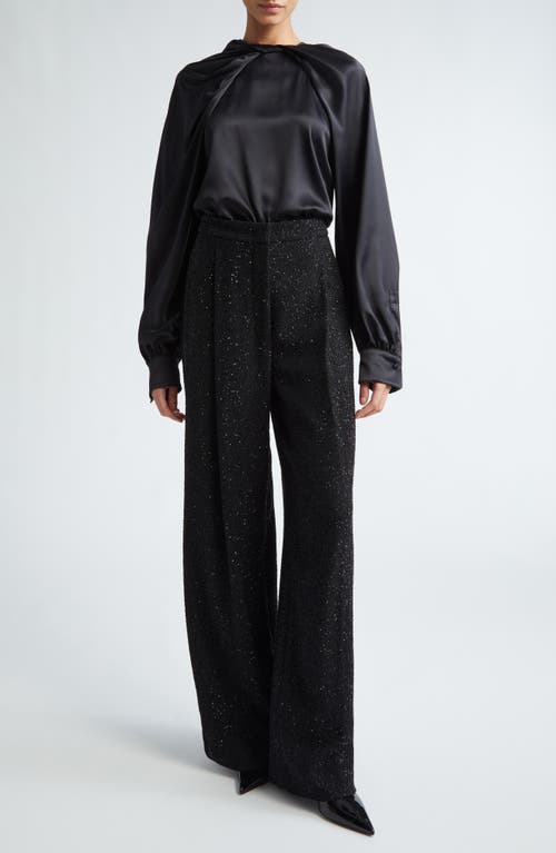 Shop Max Mara Navigli Sequin Stretch Virgin Wool Bouclé Trousers In Black