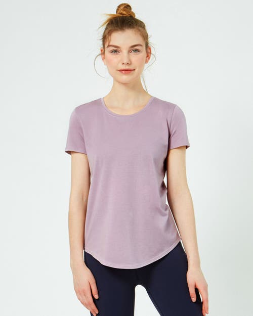 Rebody Active Rebody Essentials Scooped Short Sleeve Top In Stone Mauve