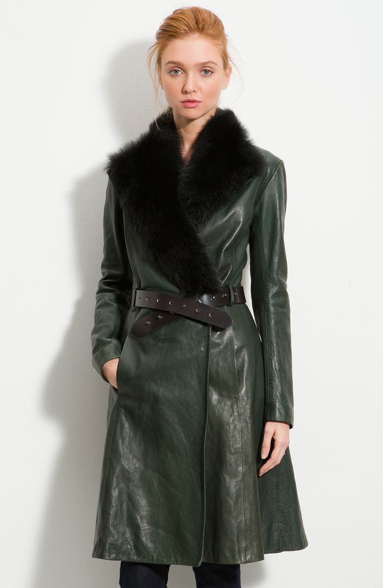 Truth and Pride Leather Wrap Coat With Genuine Shearling Collar | Nordstrom