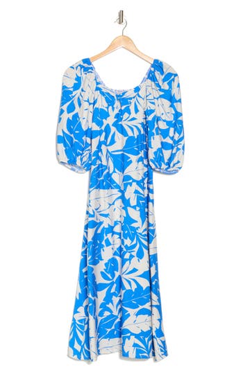 Shop Velvet Torch Printed Midi Dress In Ivory Blue