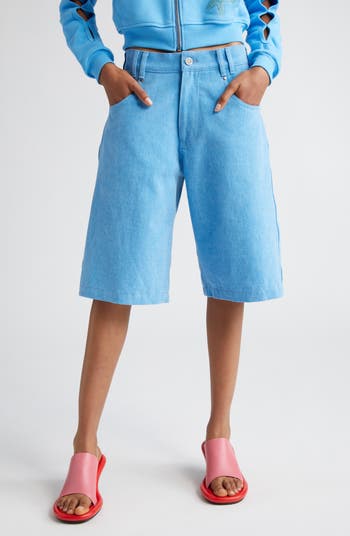 Marshall Columbia x Disney 'The Little Mermaid' High Waist Embroidered Denim Shorts in Blue at Nordstrom, Size X-Small