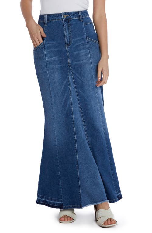 Shop Wash Lab Denim Bliss Flare Denim Maxi Skirt In Washed Blue