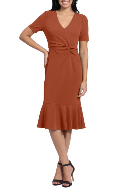 Side Knot Scupa Crepe Flounce Dress