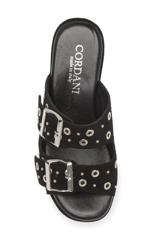 Cordani Jayne Platform Wedge Slide Sandal In Crosta Nero