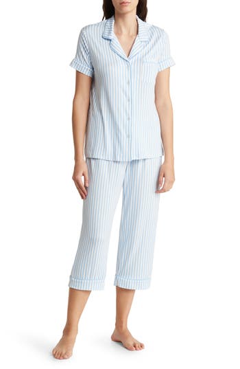 Jaclyn Luxe Stripe Capri Pajamas In Blue