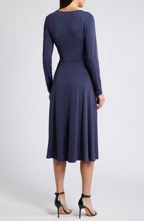 Shop Du Paradis Singapore Long Sleeve Dress In Navy