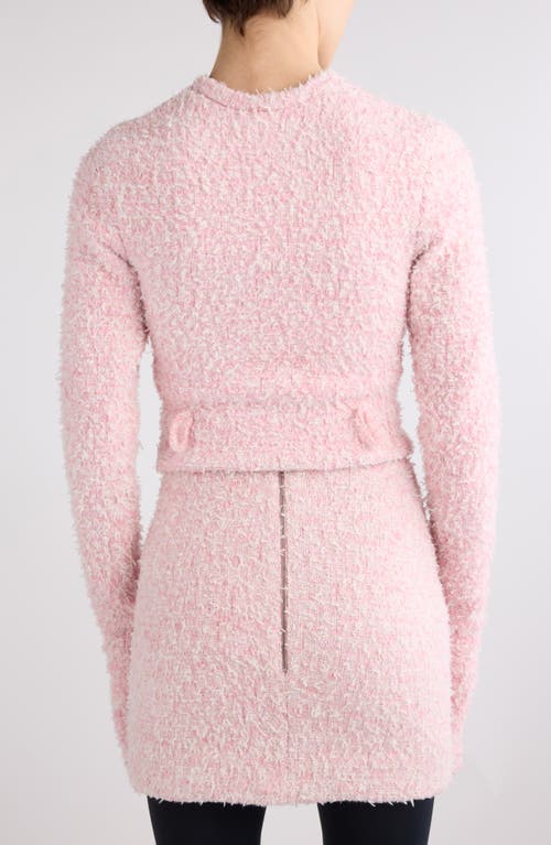 Shop Balenciaga Shimmer Tweed Crop Cardigan In Pink