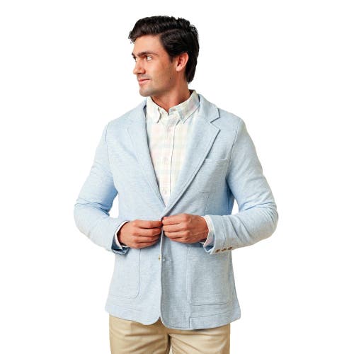 Hope & Henry French Terry Blazer In Light Blue Heather Herringbone