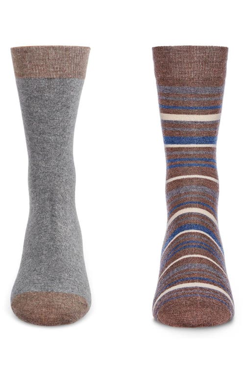 Shop Memoi Assorted 2-pack Crew Socks In Brown Heather