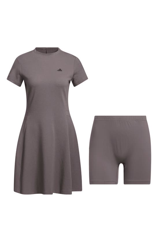 Shop Adidas Golf Go-to Golf Performance Dress & Bike Shorts In Charcoal