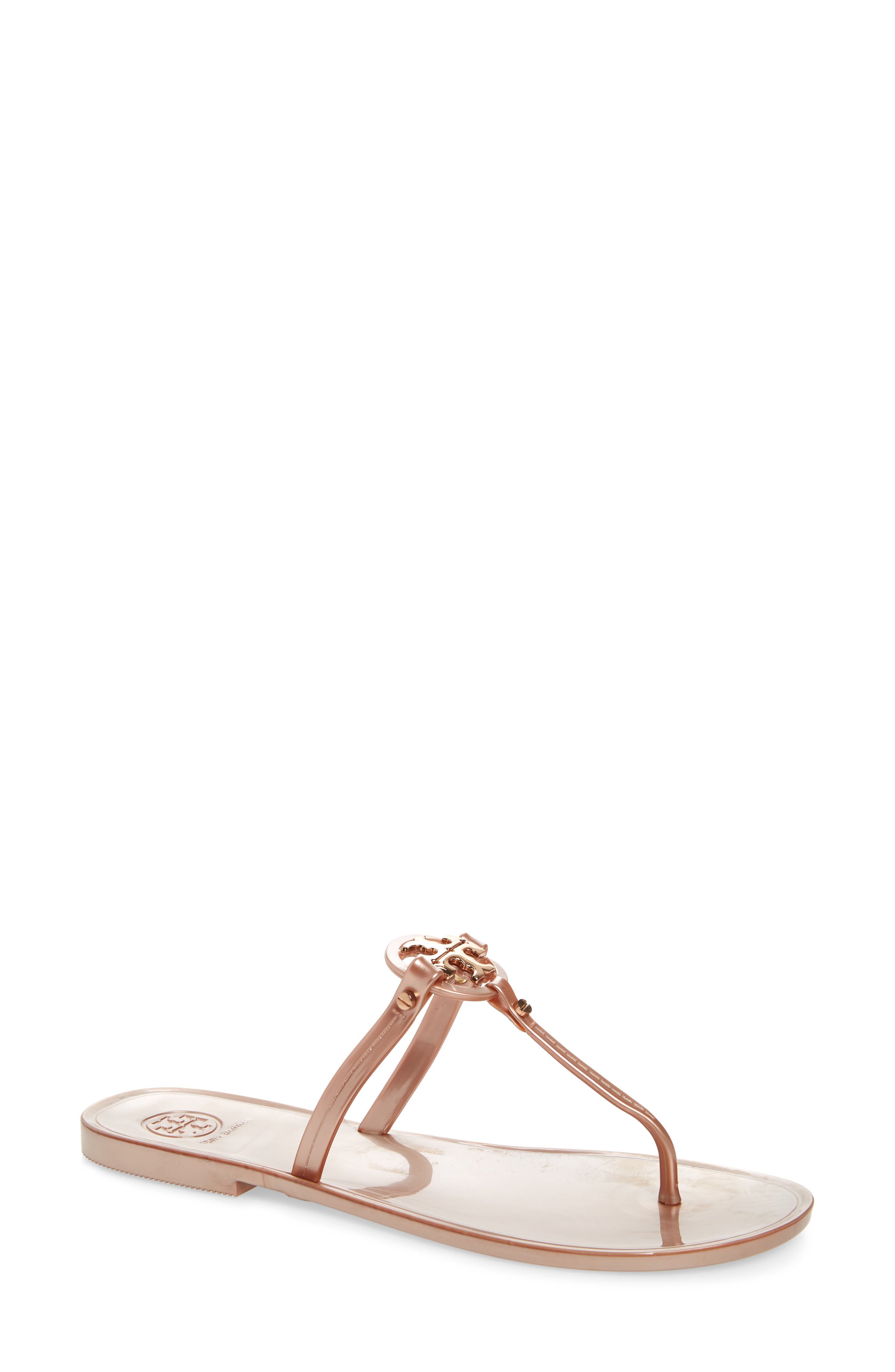 tory burch rose gold flip flops