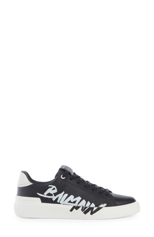 Shop Balmain B Court Logo Print Low Top Sneaker In Eab Black/white