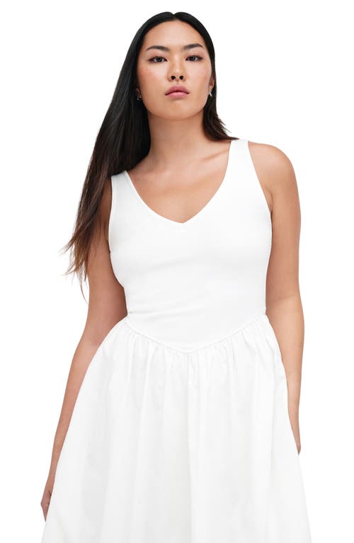 Marcella Emmy Mixed Media Midi Dress In Off White