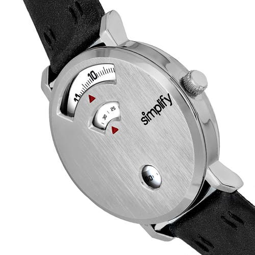 Shop Simplify The 7000 Leather-band Watch In Silver/black