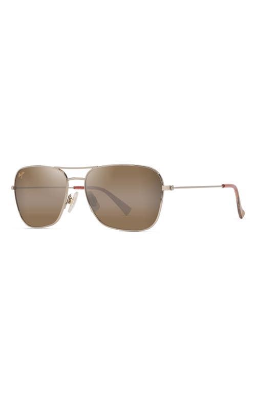 Maui Jim Naauao 58mm Polarizedplus2® Gradient Aviator Sunglasses In Gold Red Brown