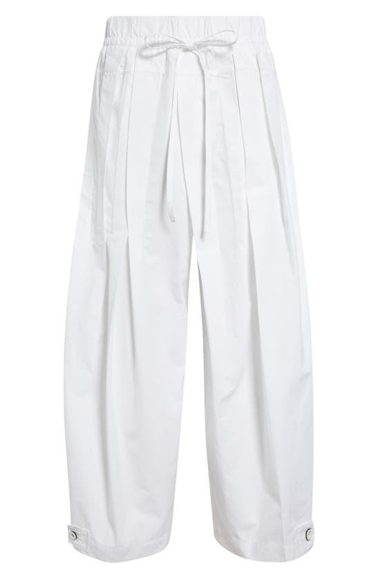 Shop Jil Sander Pleated Cotton Wide Leg Pants In 100 Optic White