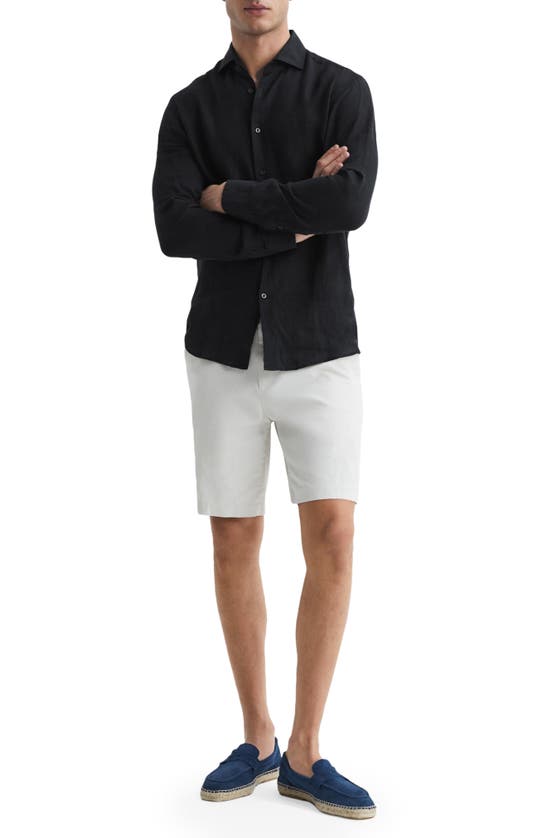 Reiss Mens Black Ruban Regular-fit Long-sleeve Linen Shirt In Black