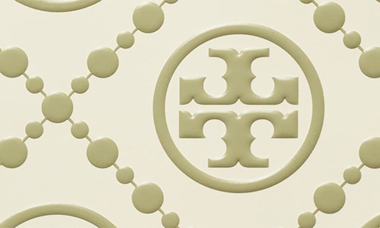 Tory Burch T Monogram Contrast Embossed Leather Tote In Olive Spring