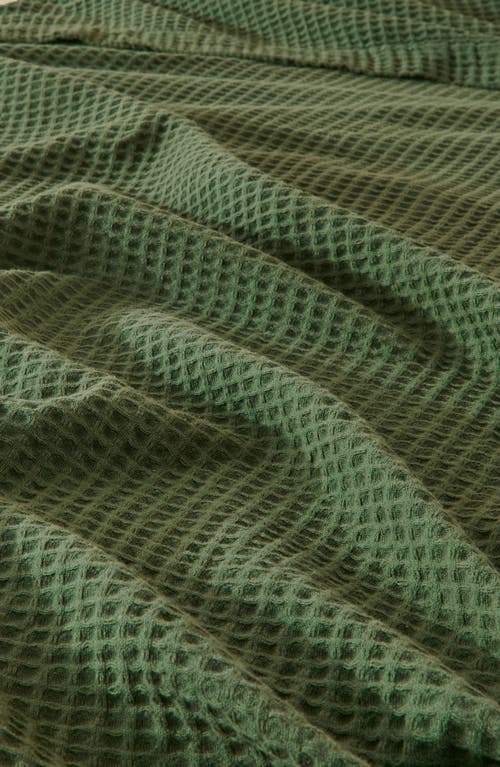 Woven & Weft Cotton Blend Waffle Weave Blanket In Forest Green