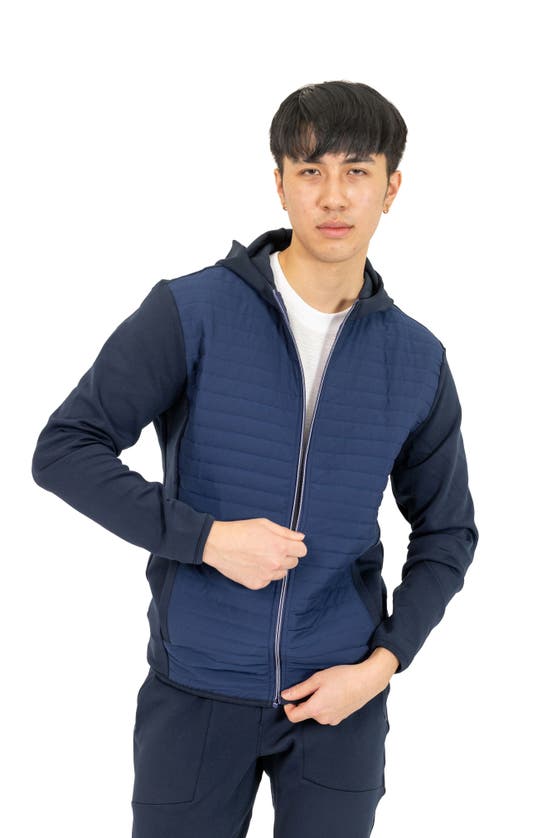 Shop Pino By Pinoporte Stretch Cotton Blend Windbreaker Jacket In Navy