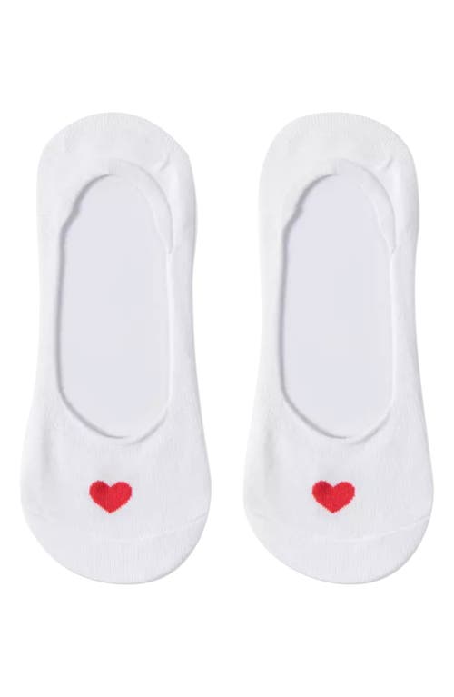 High Heel Jungle Secret Heart Embroidered No Show Socks In Pink White Grey