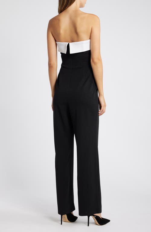 Shop Bebe Colorblock Strapless Jumpsuit In Black/white