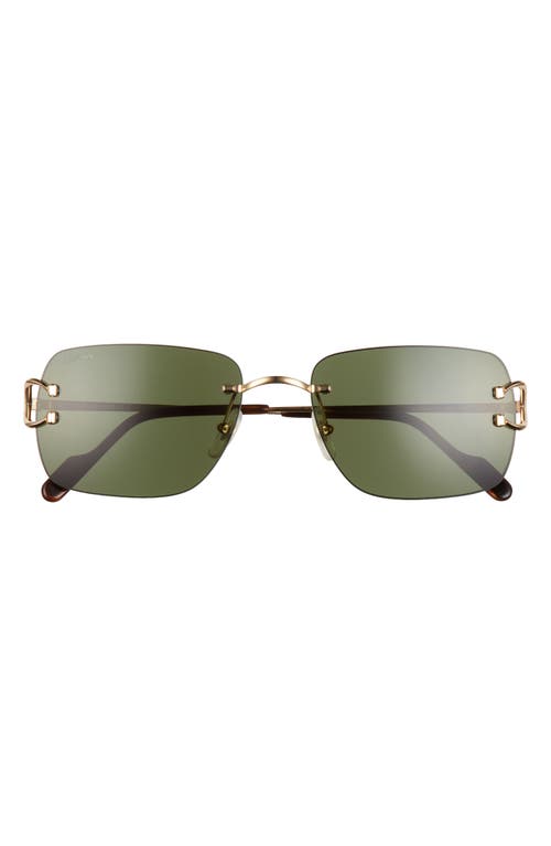 59mm Rimless Rectangular Sunglasses in Gold