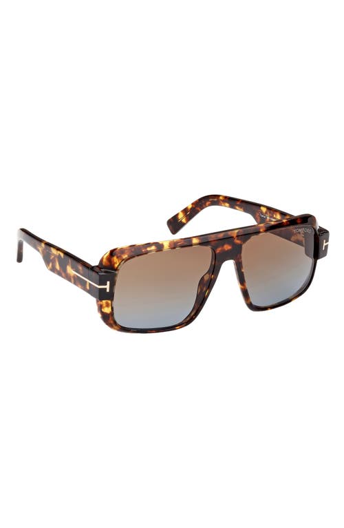 Shop Tom Ford Turner 58mm Navigator Sunglasses In Havana/brownlight Blue