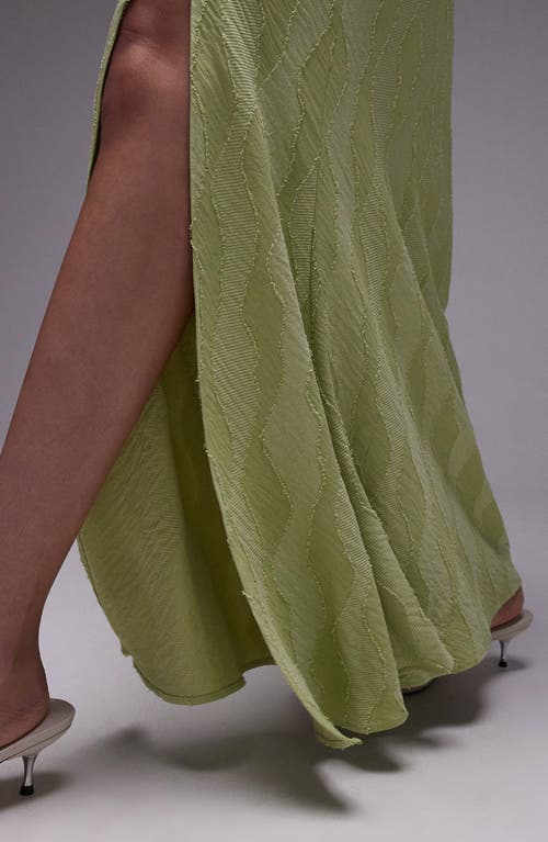 Shop Topshop Twist Jacquard Maxi Skirt In Light Green