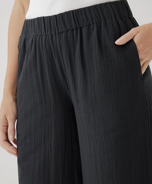 Pact Organic Coastal Double Gauze Wide Leg Pant In Black
