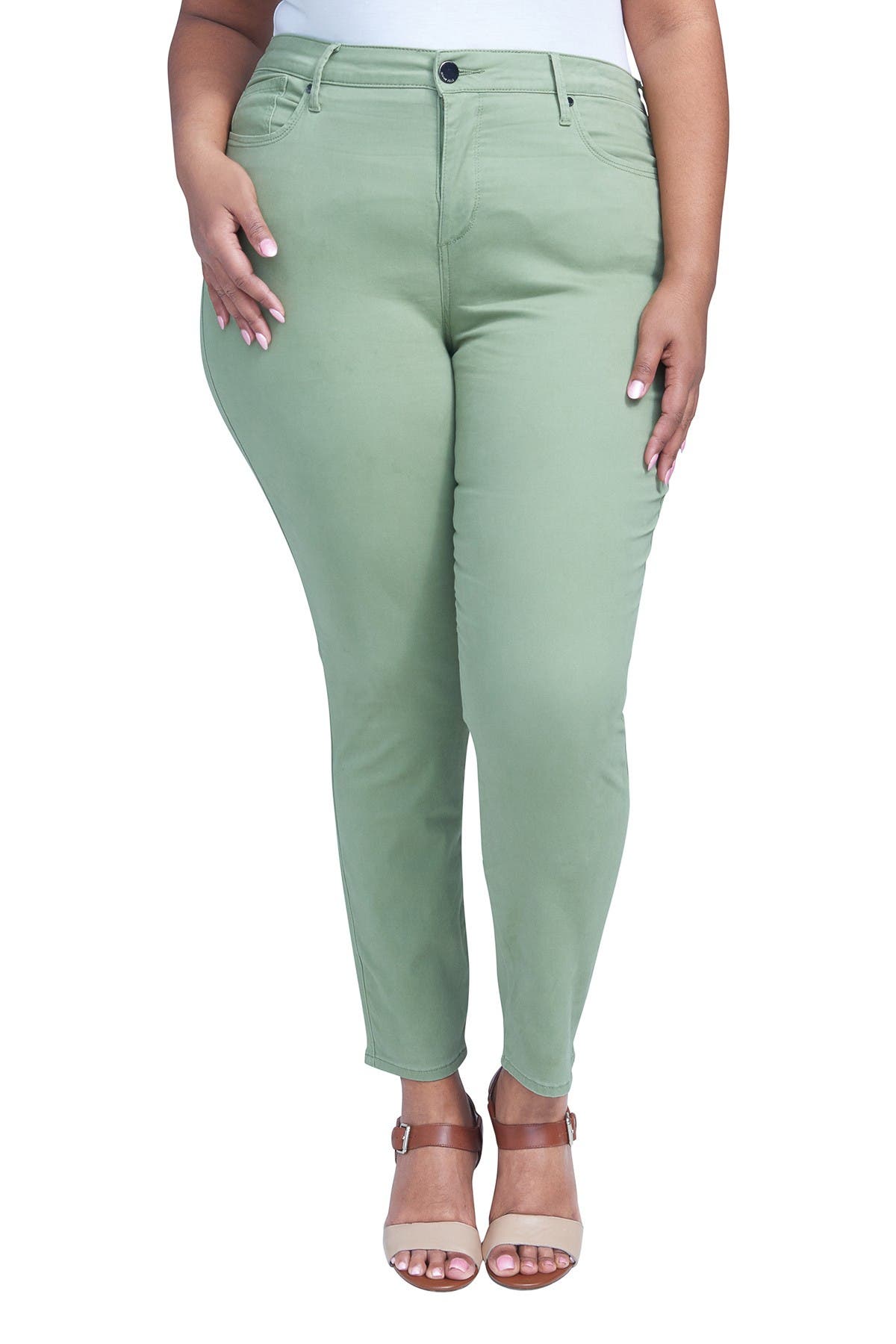 plus size green skinny jeans