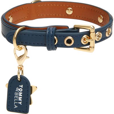 Tommy & Bella Signature Collection Leather Dog Collar, Blue