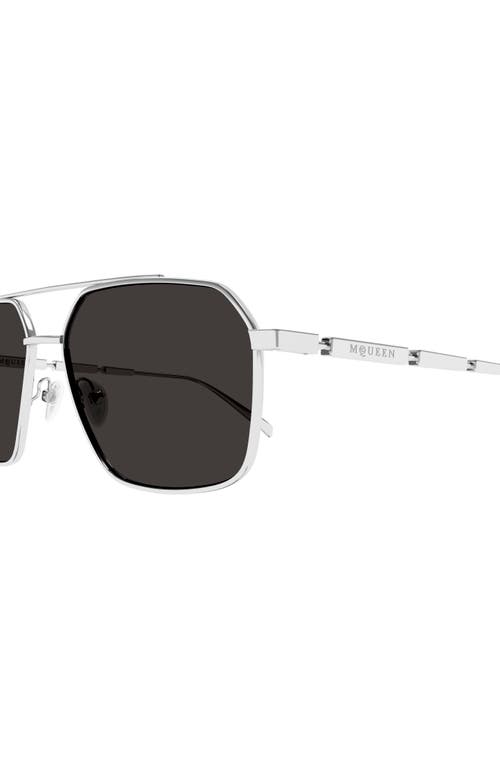 Shop Alexander Mcqueen 59mm Pilot Sunglasses In Silver