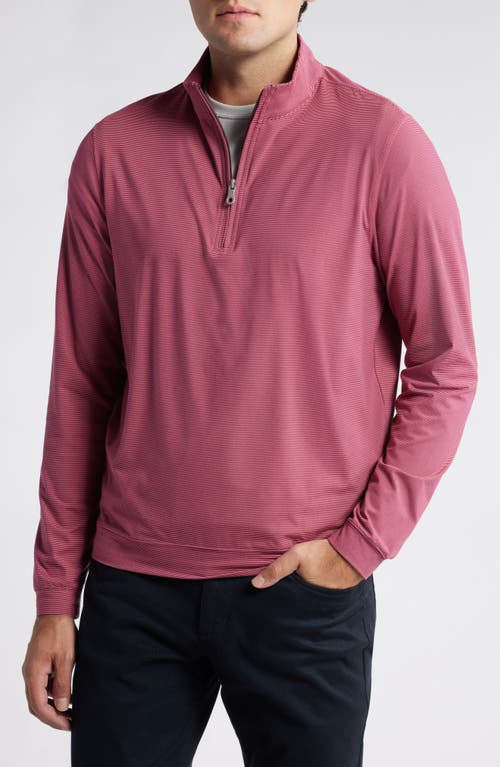 Shop Scott Barber Microstripe Knit Quarter Zip Pullover<br /> In Burgundy