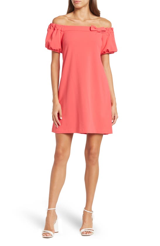 CALVIN KLEIN OFF THE SHOULDER SHIFT DRESS