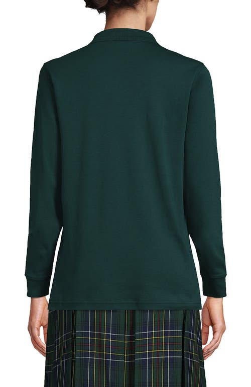 Shop Lands' End School Uniform  Tall Long Sleeve Interlock Polo Shirt In Evergreen