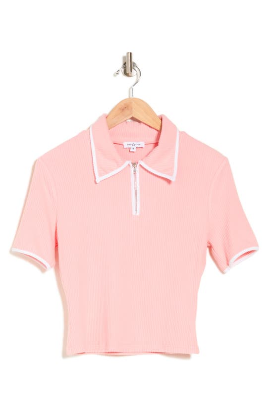 Shop Area Stars Contrast Trim Rib Polo In Pink
