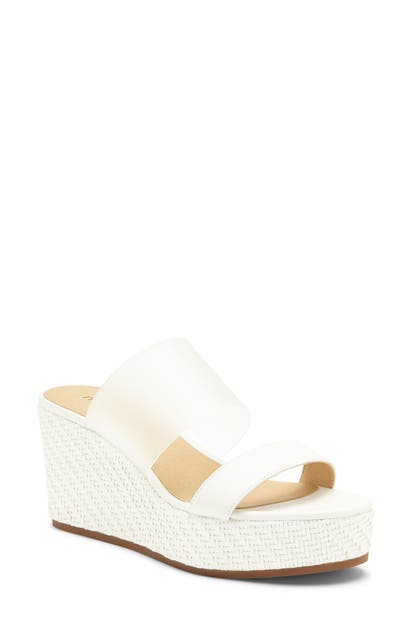 Lucky Brand Brindia Platform Wedge Sandal In White/ Clear Leather